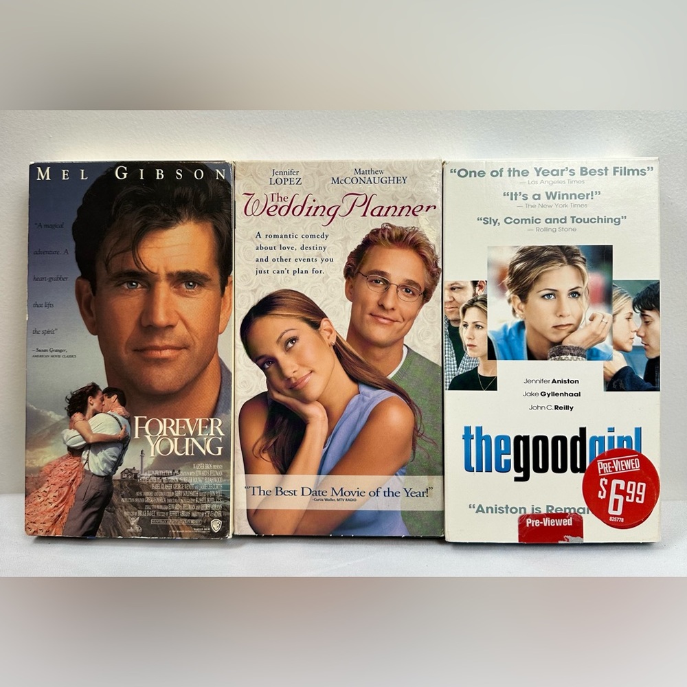 Lot of 3 Romance VHS Movies - Forever Young, The Wedding Planner, The Good Girl